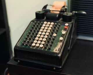 Vintage Burroughs 8 Column Portable Crank Adding Machine