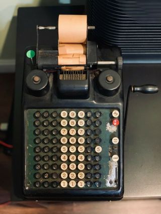 Vintage Burroughs 8 Column Portable Crank Adding Machine 2