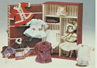 5 " Antique All Bisque Miniature Dollhouse Doll Dress Wardrobe Hat/undies Pattern