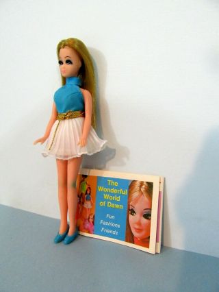 Vintage 1970 ' s Topper DAWN DOLL - Turquoise Dress & Shoes White Panties 2