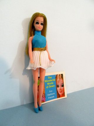 Vintage 1970 ' s Topper DAWN DOLL - Turquoise Dress & Shoes White Panties 3