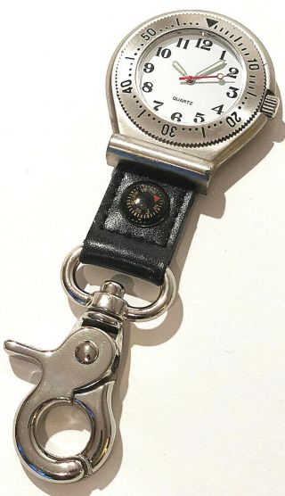 Vintage Marlboro Gear Pocket Pendant Watch Key Ring Chain With Compass Rare