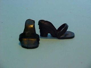 Vintage Black Mules / Wedge Heels For 10 " Jill,  Lmr,  Miss Coty,  Toni Doll