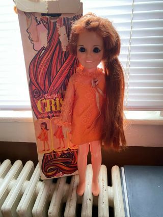 Vintage 1969 Ideal Toys Crissy Chrissy Doll Red Head Orange Dress W/box
