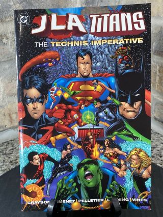 Jla Titans The Technis Imperative Dc Tpb Rare Oop Batman Nightwing Superman Gl
