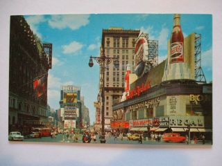 Rare 1958 Pepsi - Cola Hotel Astor Times Square York City Nyc Chrome Post Card
