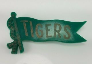 Rare Vintage 1940s Or 1950s Detroit Tigers Pennant Pin Mlb Baseball Green Gold