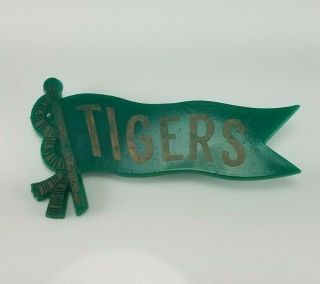 RARE Vintage 1940s or 1950s Detroit Tigers Pennant Pin MLB Baseball Green Gold 2