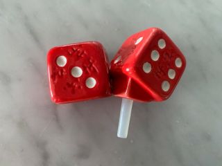 Rare Vintage Nora Fleming Mini Of 2 Red Dice With Nf Initials For Game Night