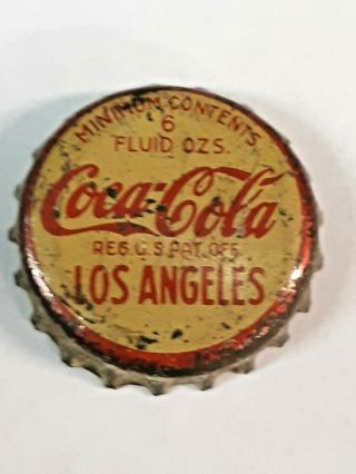 Rare Early Coca Cola 6 Fluid Ozs.  Los Angeles Ca.  California Bottle Cap