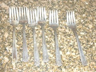 6 Vintage Doric Silver Plate Dessert Forks National Silver Co. ,  Viceroy
