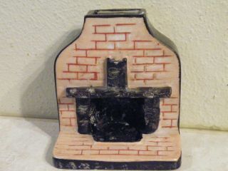 Vtg Japan Ceramic Doll House Fireplace Approx.  3 1/2 " W X 3 7/8 " T X 2 1/2 " Deep