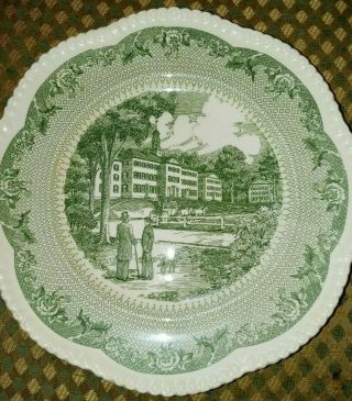 Rare Dartmouth Plate The Old Row Cauldon Lace Green 10 3/4 " Wedgwood