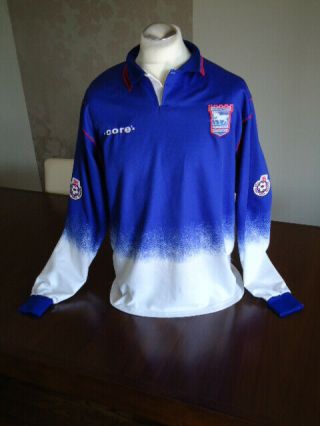 Ipswich Town 1995 Core Player Matchworn Home Shirt Long Sleeved Number 5 Rare Xl