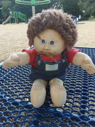 Vintage Cabbage Patch Kids Doll - - 1978 - 1984 Brown Hair Blue Eyed Boy Signed