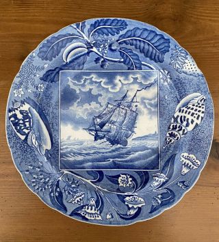 Rare Antique Staffordshire Series Blue Transferware Dinner Plate 1