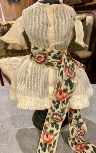 76 Antique Cotton Doll Dress W/ribbon For Antique Bisque Or Early Doll
