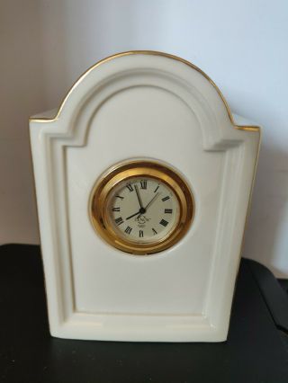 Rare Vintage Lenox Brunswick Special Porcelain Mantle Clock With Gold Trim Usa
