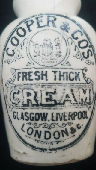 Rare Stoneware Cream Pot Crock " Cooper & Co " Glasgow Liverpool London