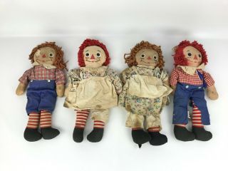 4 Vintage Raggedy Ann Dolls,  Gruelle 