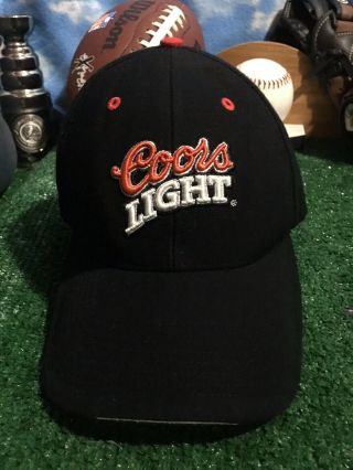 Rare Coors Light Lite Black Red Adjustable Strap Back Hat Cap H6