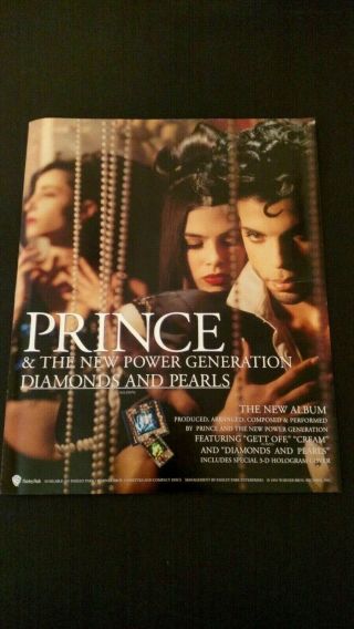 Prince " Diamonds & Pearls " (1991) Rare Print Promo Poster Ad