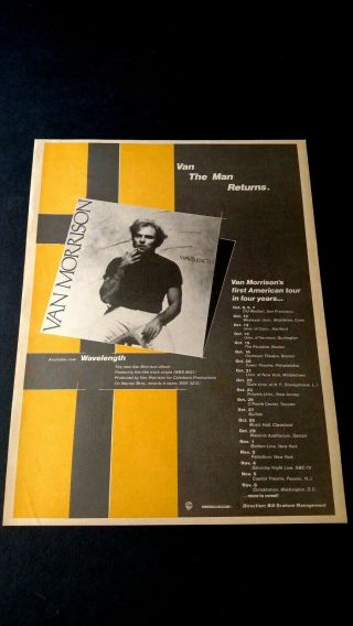 Van Morrison " Wavelength " 1978 Rare Print Promo Poster Ad