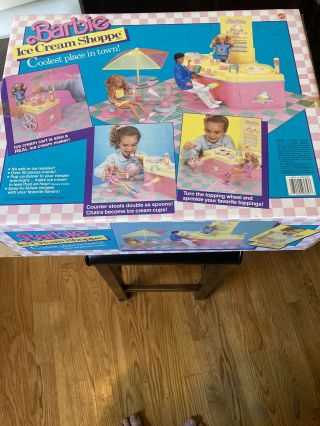 VTG Barbie Ice Cream Shoppe & Cart Playset 1986 Complete with Box 2