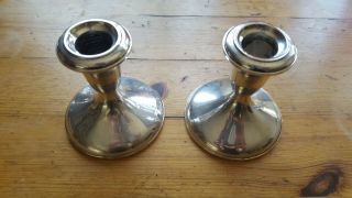 Vintage Pair Empire Sterling Silver Candlesticks 371 Candle Holders Weighted