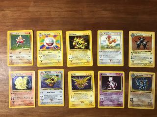 Pokémon Cards Set Of 10 Rare First Edition Shadowless Holo Holographic Mewtwo