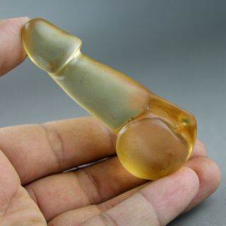 3.  1  China Hongshan Culture Old Agate Hand - Carved Penis Amulet Pendant 0743