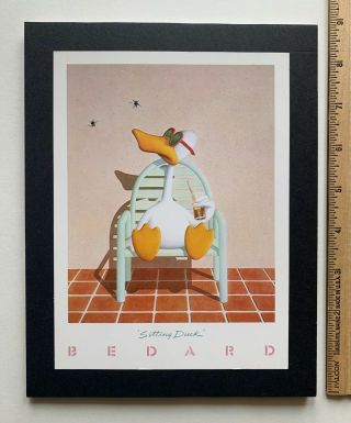 Sitting Duck Orig.  1st Prtg.  1982 Rare Mini - Poster M.  Bedard ©luna Art Mounted