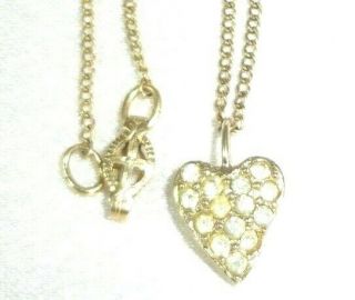 Rare Vtg Sarah Coventry 1958 " First Love " Rhinestone Heart Pendant Necklace