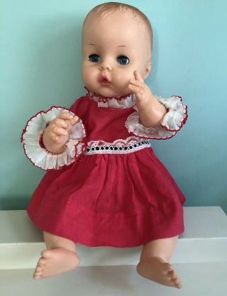 Vintage Horsman 15 " Rubber Baby Doll Molded Hair 13
