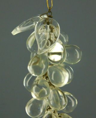 Antique Czech Clear Glass Grape Cluster W/Leaves Chandelier Lamp Sconce Prism 3