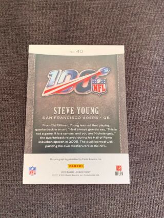 RARE 2019 Panini BLACK FRIDAY STEVE YOUNG CRACKED ICE AUTO ' d 2/5 SF 49ers HOF 2