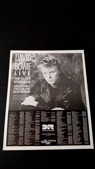 David Bowie " The Glass Spider Tour " (1987) Rare Print Promo Poster Ad