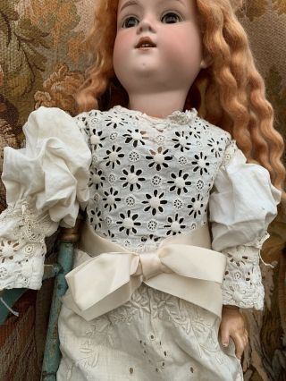 Antique Style White Cotton & Lace Dress For Your German Bisque Or French Doll