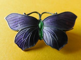 Rare John Atkins And Sons Butterfly Art Nouveau Enamel Brooch 1918