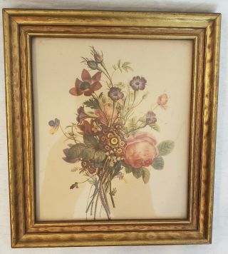 Set of 3 vintage Jean Louis Prevost floral prints framed with backing 3