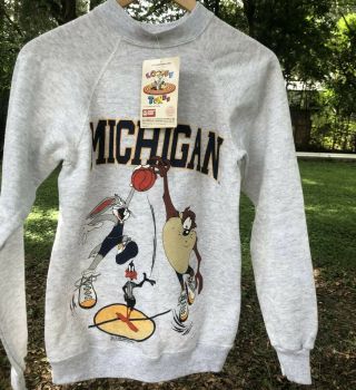 Vintage University Of Michigan Sweater - Size Small/youth Large - Looney Tunes