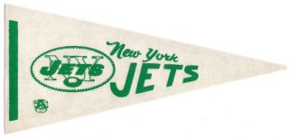 Rare Vintage 1960s Afl Felt Mini Pennant York Jets Ny Nfl Football Old Logo