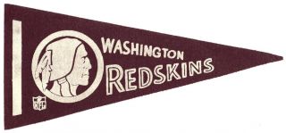 Rare Vintage 1960s Nfl Felt Mini Pennant Washington Redskins Football Old Logo