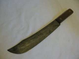 Vintage Antique Butcher Knife Full Tang Double Rivet Cutlery 8 " Blade Wood Handl