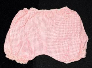 Vintage Pink & White Check Doll Flannel Elastic Top Pants For Medium/large Doll