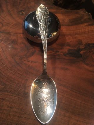 Shepard Sterling Silver Souvenir Spoon Gold Miner Struck It Rich Washing Gold
