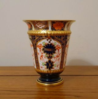 Very Rare Antique Royal Crown Derby - Imari 1128 - " Gold Jewelled Vase " - C.  1917