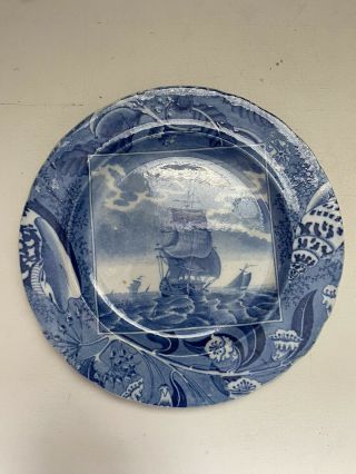 Rare Antique Staffordshire Series Blue Transferware Pearlware Plate