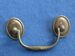 Vintage Brass Bail Drop Drawer Pull Handle With Rosettes Furniture Hardware