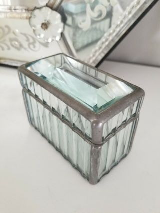 Antique Vtg Small Beveled Glass Trinket Box